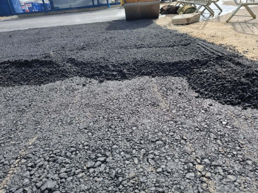 This is tarmac being laid by Olney Driveways